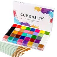 🎨 ccbeauty 36 colors face body paint oil palette kit: professional, non-toxic, hypoallergenic halloween artist fancy cosplay party sfx face painting with 10 green brushes for adults and kids logo