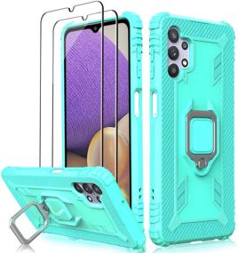 img 4 attached to 📱 Milomdoi Case for Samsung Galaxy A32 5G + 2 Pack Screen Protector - [Not Fit 4G] [Military Grade Protective] Heavy Duty 360°Finger Ring Kickstand Cover - Samsung A32 5G Phone Case (Light Green)