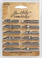 🖊️ enhance your creativity with tim holtz idea-ology metal pen nibs - pack of 12, various sizes, decorative and durable - th92909, white logo