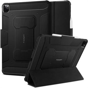 img 4 attached to Spigen Rugged Armor Pro iPad Pro 12.9 Case 2020 & 2018 + Pencil Holder - Black