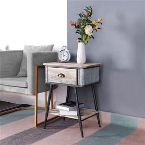 img 3 attached to High-quality Solid Wood Nightstand End Table with 1 Storage, Ideal for Living Room, Bedroom, and Balcony - Easy Assembly, Grey Finish