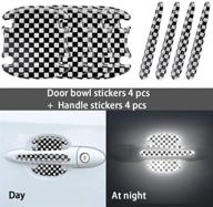ya 3d car door handle door bowl scratch sticker guard protector safety warning reflective paint stickers anti-collision body carbon fiber strips cover guard for car decoration accessories (white) logo