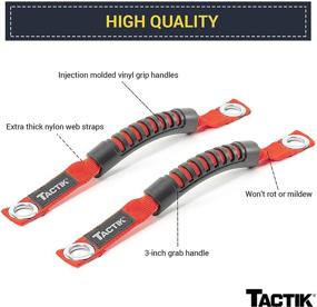 img 2 attached to 🔴 TACTIK 3-in-1 Tactical Grab Handle Pair, Red - Compatible with Jeep Wrangler JK 2007 to 2018 - Install in Windshield Corners, Sport Bars, and Front Headrest Posts - Durable Nylon with Comfortable Vinyl Grips