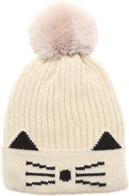 img 4 attached to 🧤 MIRMARU Kids Soft Warm Winter Knitted Beanie Hats with Fur Pom Pom - Ages 3-6