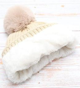 img 2 attached to 🧤 MIRMARU Kids Soft Warm Winter Knitted Beanie Hats with Fur Pom Pom - Ages 3-6