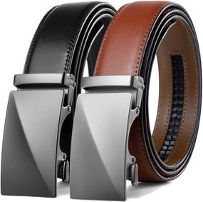 img 4 attached to 👔 Stylish and Durable Leather Ratchet Click Buckle: The Perfect Adjustable Men's Accessory for Belts