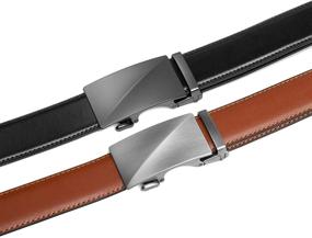 img 2 attached to 👔 Stylish and Durable Leather Ratchet Click Buckle: The Perfect Adjustable Men's Accessory for Belts