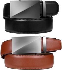 img 3 attached to 👔 Stylish and Durable Leather Ratchet Click Buckle: The Perfect Adjustable Men's Accessory for Belts