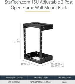 img 2 attached to 🔌 StarTech.com 15U 19" Wall Mount Network Rack: Adjustable Depth 12-20", Open Frame Server Room Rack with Cage Nuts & Screws (RK15WALLOA)