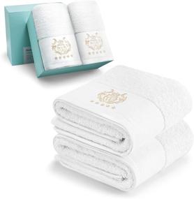 img 4 attached to 🛀 Highly Absorbent 2-Piece 100% Cotton Bath Towels – Luxurious 27"x54" Large Size, White Spa Towels for Bathroom – Premium Quality, Super Soft & Perfect for Daily Use
