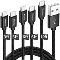 ⚡ быстрая зарядка usb a кабеля на usb c [5 штук, 3/3/6/6/10 футов] от cleefun - тип c быстрый зарядный кабель - совместим с samsung galaxy note 9 10 20, s9 s10 s20 s21 ultra s10e, контроллером ps5 - нейлоновое плетение логотип