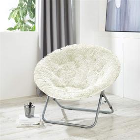 img 1 attached to Chic and Cozy: Urban Shop Oversized Mongolian Faux Fur Saucer Chair in White