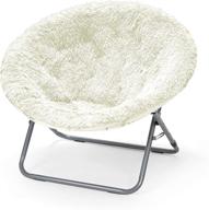 chic and cozy: urban shop oversized mongolian faux fur saucer chair in white логотип