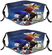 🦔 2-pack reusable face cover dustproof mask for boys and girls - sonic the hedgehog kids logo