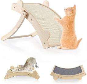 img 4 attached to CatRomance Cat Scratcher, Double-Sided Cat Scratch Pad with Sisal and Carpet, Durable 3 in 1 Reversible Ramp and Curved Design for Indoor Cats, Furniture Protection