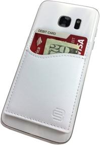 img 1 attached to 📱 CardBuddy Deluxe: White Leather Stick-On Wallet for iPhone & Android Smartphones - Convenient Credit Card Holder