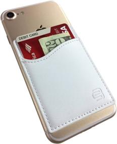 img 2 attached to 📱 CardBuddy Deluxe: White Leather Stick-On Wallet for iPhone & Android Smartphones - Convenient Credit Card Holder