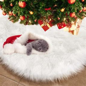 img 4 attached to 48-Inch Faux Fur Christmas Tree Skirt Decoration for Merry Christmas Party - High-End White Christmas Skirt