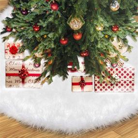img 2 attached to 48-Inch Faux Fur Christmas Tree Skirt Decoration for Merry Christmas Party - High-End White Christmas Skirt
