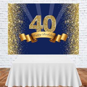 img 2 attached to Сверкающий темно-синий и блестящий золотой фон для фотосессии на 40-летие для мужчин - фон 40 лет, идеально подходящий для яркого оформления вечеринки и реквизита фотобудки - размер 7x5 футов