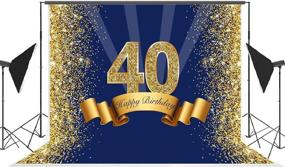 img 1 attached to Сверкающий темно-синий и блестящий золотой фон для фотосессии на 40-летие для мужчин - фон 40 лет, идеально подходящий для яркого оформления вечеринки и реквизита фотобудки - размер 7x5 футов