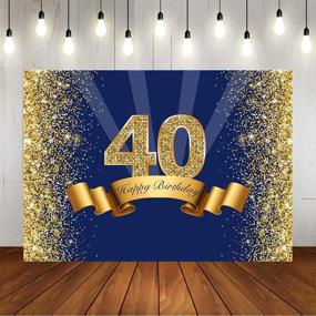 img 4 attached to Сверкающий темно-синий и блестящий золотой фон для фотосессии на 40-летие для мужчин - фон 40 лет, идеально подходящий для яркого оформления вечеринки и реквизита фотобудки - размер 7x5 футов