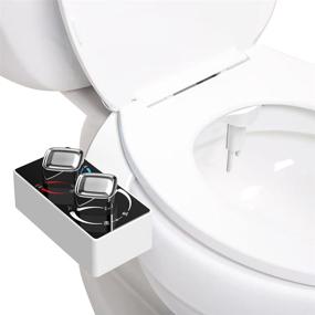 img 4 attached to Enhanced Bidet Toilet Seat Attachment: Non-Electric Self-Cleaning with Adjustable Temperature and Dual Nozzles – Hot & Cool Water for Comfortable Hygiene (Black/White)