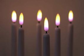 img 2 attached to DRomance LED Flameless Flickering Window Candles 6-Pack, White Battery Operated Realistic 3D Wick Purple Flame for Christmas Thanksgiving Decor - Includes 10-Key Remote, Timer, and Silver Holders