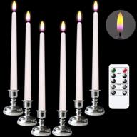 dromance led flameless flickering window candles 6-pack, white battery operated realistic 3d wick purple flame for christmas thanksgiving decor - includes 10-key remote, timer, and silver holders логотип