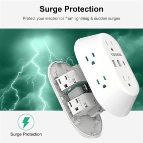 img 1 attached to 🔌 6-выходная USB настенная зарядка Power Strip Surge Protector Extender с портами USB-C и USB-A - Многовыводовой розетка для дома, офиса и путешествий, 15A 1875W