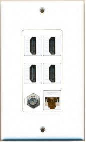 img 4 attached to 🔌 RiteAV - 4 порта HDMI, 1 коаксиальный кабель ТВ, F тип, 1 Cat6 Ethernet Белая настенная панель - Декоративная