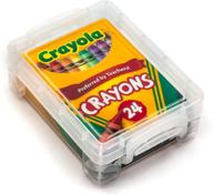 🖍️ crayola crayons 24 count bundle: includes clear super stacker plastic crayon box! logo