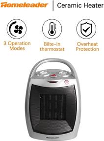 img 3 attached to Portable Space Heater by Homeleader, Electric Heater with Thermostat, Ceramic 🔥 Small Heater for Home and Office, Carrying Handle and Tip Over Switch, 750W/1500W