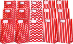 img 4 attached to 🎁 Assorted Xmas Designs Goodie Paper Bags: 21 Red and White Christmas Treat Bags for Classroom Party Favors, Small Gift Bags, and Holiday Craft Goody Bags