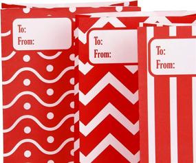 img 2 attached to 🎁 Assorted Xmas Designs Goodie Paper Bags: 21 Red and White Christmas Treat Bags for Classroom Party Favors, Small Gift Bags, and Holiday Craft Goody Bags