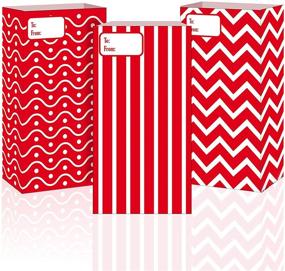 img 1 attached to 🎁 Assorted Xmas Designs Goodie Paper Bags: 21 Red and White Christmas Treat Bags for Classroom Party Favors, Small Gift Bags, and Holiday Craft Goody Bags