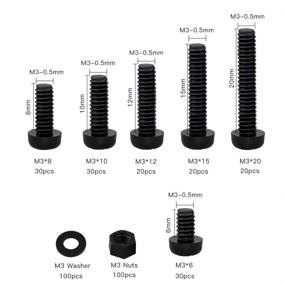 img 1 attached to 🔩 SZHKM M3 Nylon Bolts and Nuts Kit: 350PCS Black Plastic Hex Screws and Nuts Set - Durable M3 Nylon Hardware Assortment