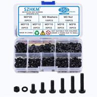 🔩 szhkm m3 nylon bolts and nuts kit: 350pcs black plastic hex screws and nuts set - durable m3 nylon hardware assortment logo