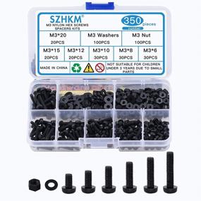 img 4 attached to 🔩 SZHKM M3 Nylon Bolts and Nuts Kit: 350PCS Black Plastic Hex Screws and Nuts Set - Durable M3 Nylon Hardware Assortment