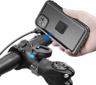 bike phone mount with quick lock metal, handlebar cell phone holder for bicycle & motorcycle, iphone 11 waterproof case - black logo