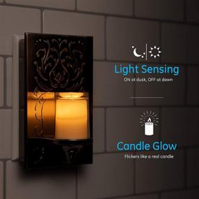 img 3 attached to 🔌 Energy Efficient Plug-In GE LED CandleLite Night Light with Dusk-to-Dawn Sensor, Auto On/Off, Realistic Flickering Effect, Warm Amber Light, Decorative Oil-Rubbed Bronze Finish, Guide Light - 11258