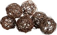 🏞️ decorative set of 6 natural vine balls - 4 inches diameter - ideal bowl and vase filler logo