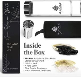 img 3 attached to 💎 Ayana Wellness Gem Water Infusion Bottle with Crystal Energy Infused Gemwater Elixir, BPA Free Borosilicate Glass, Tea Infuser, Real Clear Quartz and Black Tourmaline Gemstones Included