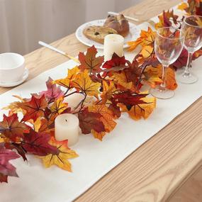 img 2 attached to Indoor and Outdoor Autumn Decor: 2 Pack Maple Leaf Garland for Fall, Thanksgiving, Halloween, Christmas, Home, Bedroom, Wedding, Party