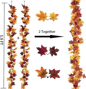 img 3 attached to Indoor and Outdoor Autumn Decor: 2 Pack Maple Leaf Garland for Fall, Thanksgiving, Halloween, Christmas, Home, Bedroom, Wedding, Party