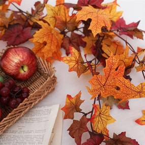 img 1 attached to Indoor and Outdoor Autumn Decor: 2 Pack Maple Leaf Garland for Fall, Thanksgiving, Halloween, Christmas, Home, Bedroom, Wedding, Party