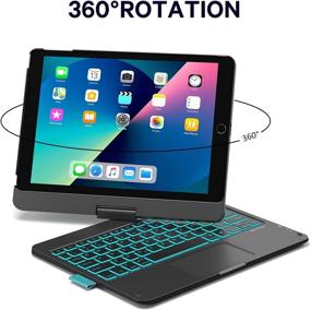 img 1 attached to 📱 Black iPad 9th Generation Keyboard Case with Trackpad - CHESONA Slim Cover, 7 Color Backlight, 360° Rotation - Compatible with iPad 8th Gen 10.2 Inch, iPad 7th Gen, iPad Air 3, and iPad Pro 10.5 Inch