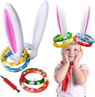 🐰 hiwu 2 pack easter inflatable bunny ring toss game: perfect party favor for kids and teens, ideal for indoor and outdoor easter celebrations and supplies logo