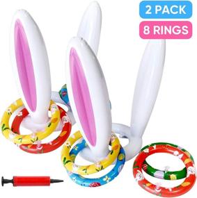 img 3 attached to 🐰 Hiwu 2 Pack Easter Inflatable Bunny Ring Toss Game: Perfect Party Favor for Kids and Teens, Ideal for Indoor and Outdoor Easter Celebrations and Supplies