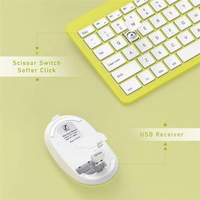 img 1 attached to 🖥️ seenda Rechargeable Keyboard Mouse Combo - Full-Size Cordless Sets with Built-in Lithium Battery - Ultra-Thin & Quiet - White and Yellow